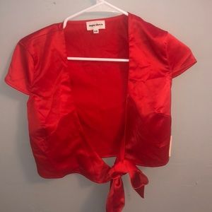 Red tie crop top
